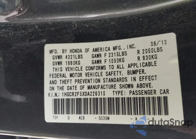 1HGCR2F5XDA226310: 43363550