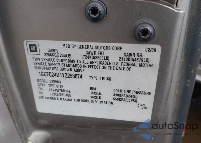 1GCFC24U1YZ258674: 43364700