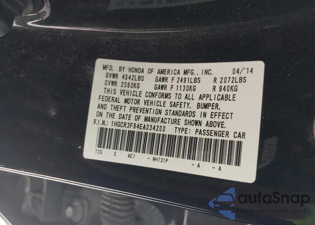 1HGCR3F94EA034200: 43364786