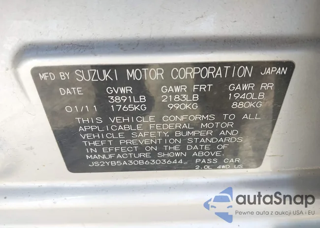 JS2YB5A30B6303644: 43364850