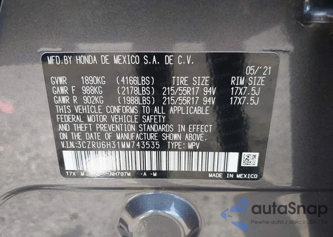 3CZRU6H31MM743535: 43364893