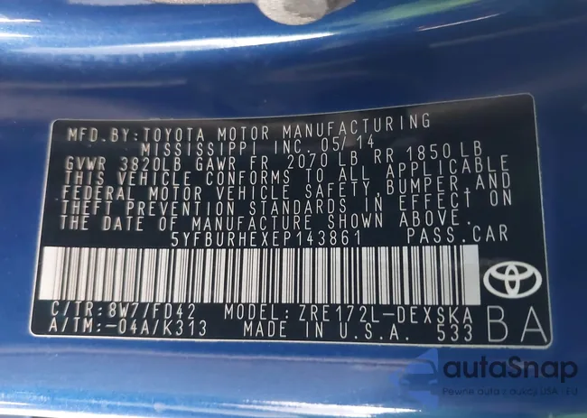 5YFBURHEXEP143861: 43364932