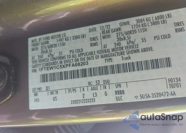 1FTEW1C5XPFA68203: 43364938