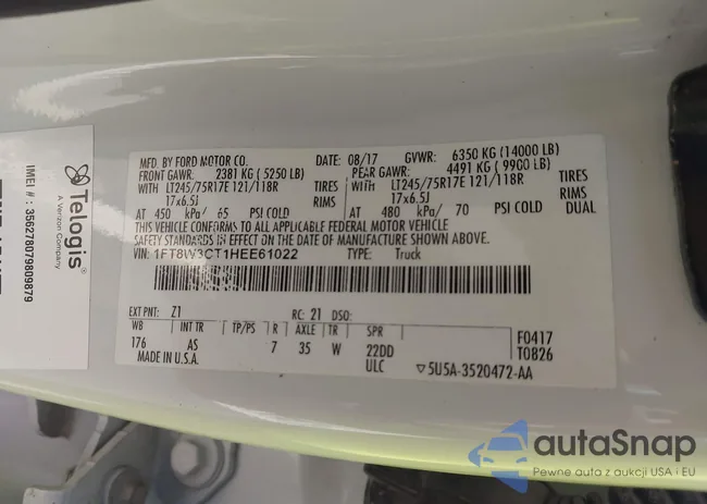 1FT8W3CT1HEE61022: 43364953