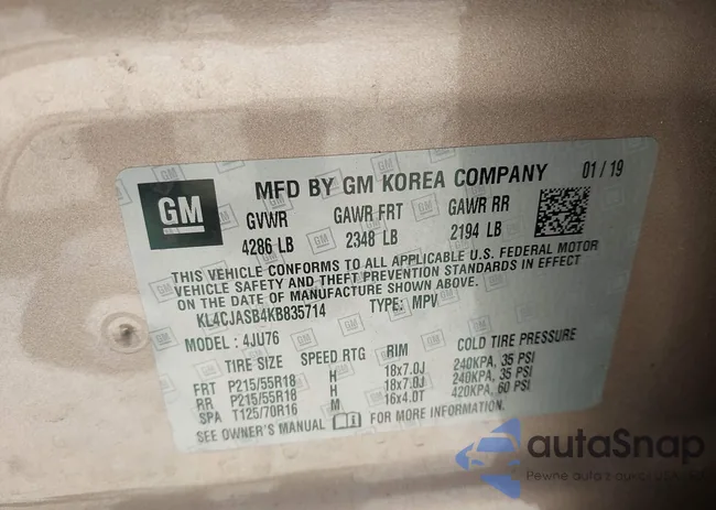 KL4CJASB4KB835714: 43364965