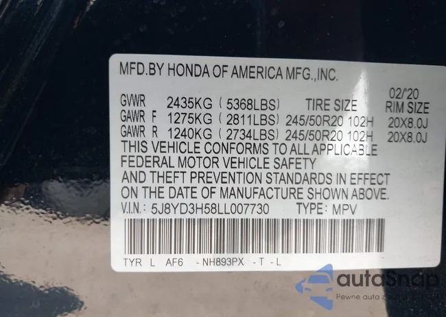 5J8YD3H58LL007730: 43365019