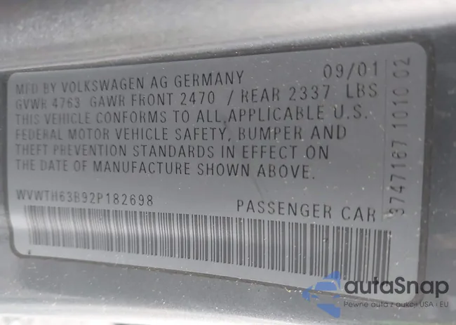 WVWTH63B92P182698: 43365060