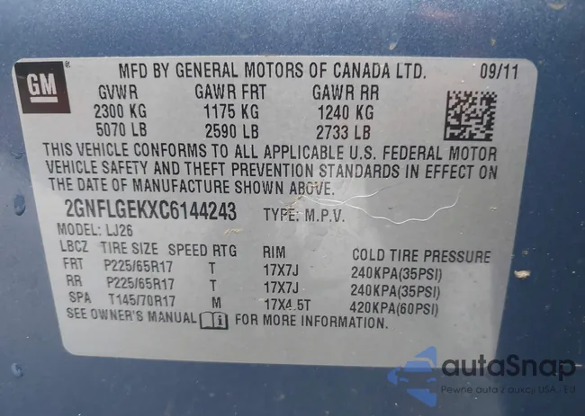 2GNFLGEKXC6144243: 43365097