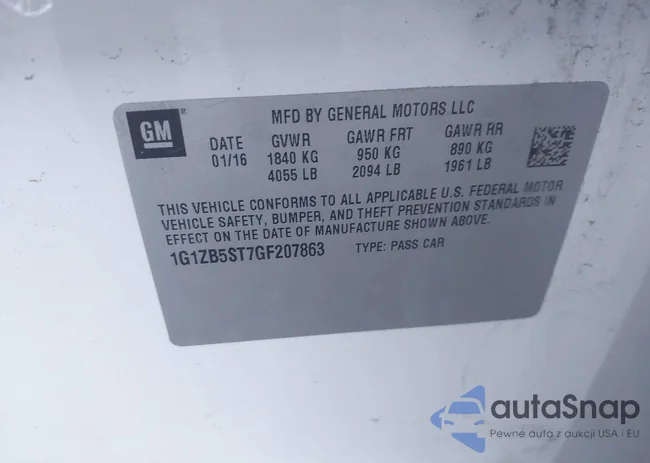 1G1ZB5ST7GF207863: 43365163