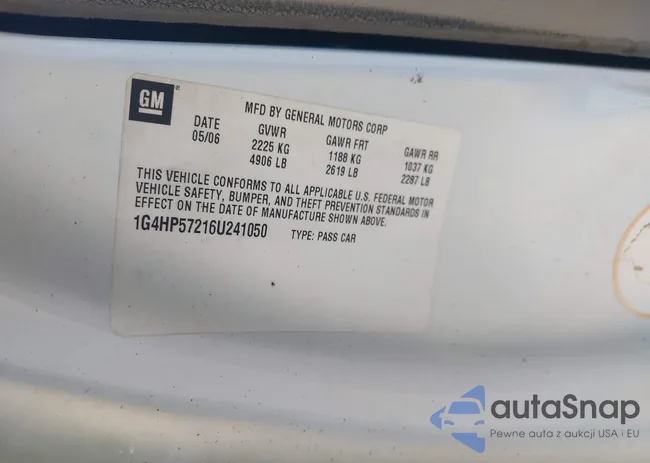 1G4HP57216U241050: 43365202