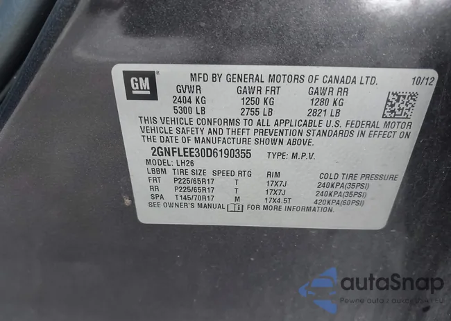 2GNFLEE30D6190355: 43365250