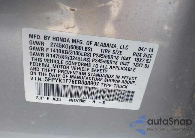 5FPYK1F76EB008997: 43364324