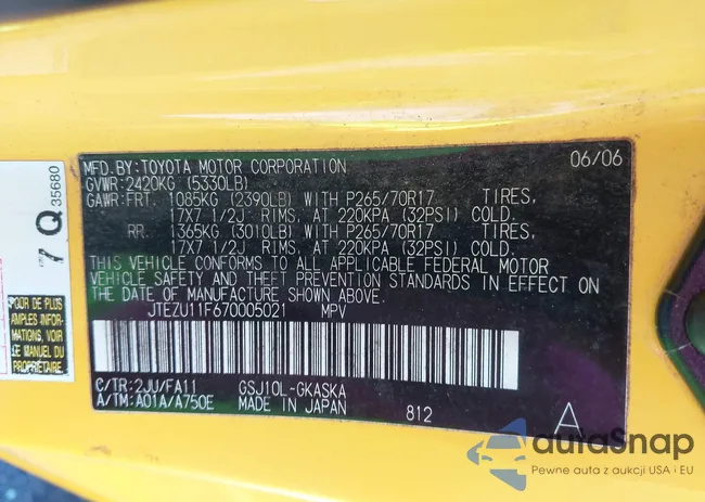 JTEZU11F670005021: 43364367