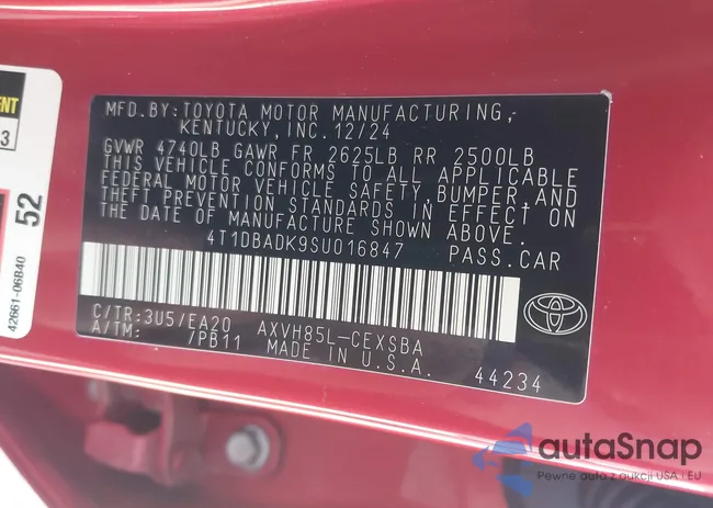 4T1DBADK9SU016847: 43364384