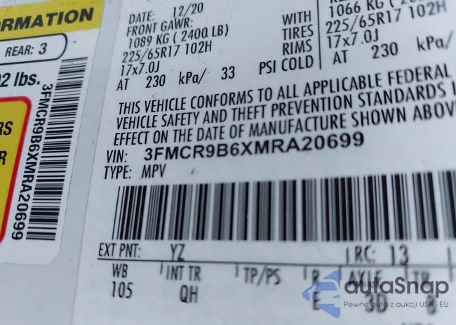 3FMCR9B6XMRA20699: 43364442