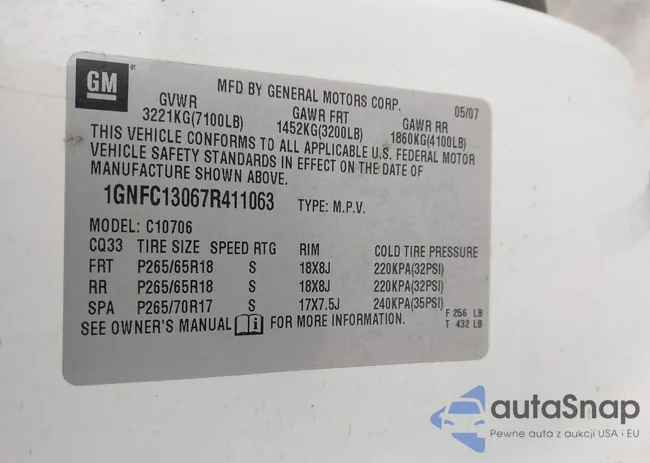 1GNFC13067R411063: 43364553