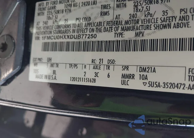 1FMCU0HXXDUB77250: 43364596