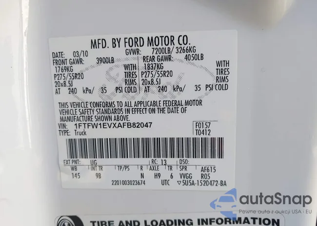 1FTFW1EVXAFB82047: 43365722