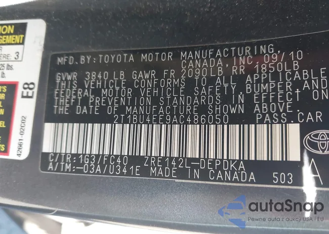 2T1BU4EE9AC486050: 43365834