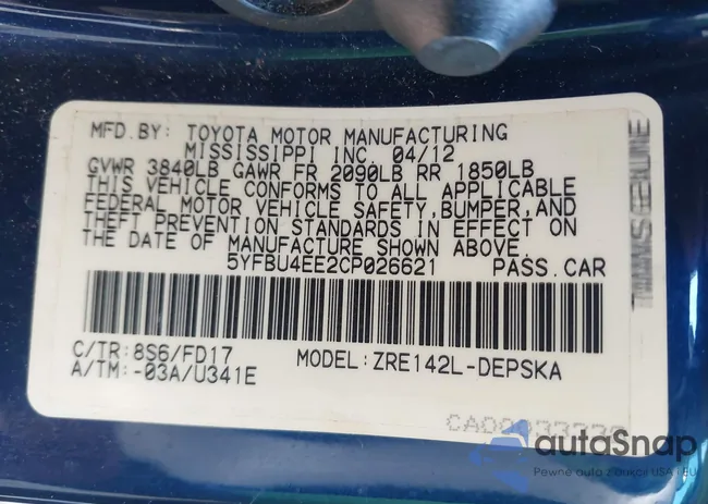 5YFBU4EE2CP026621: 43365848