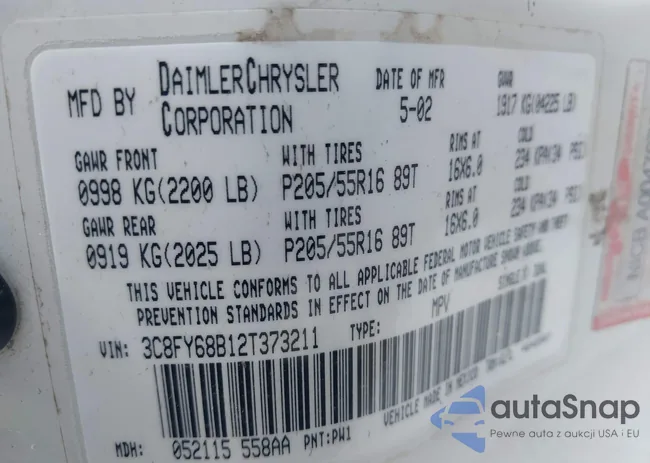 3C8FY68B12T373211: 43365854