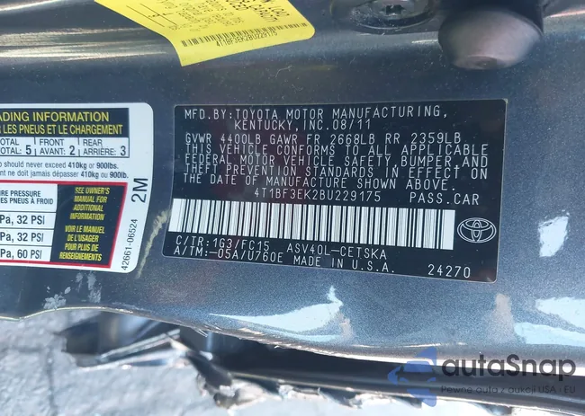 4T1BF3EK2BU229175: 43365915