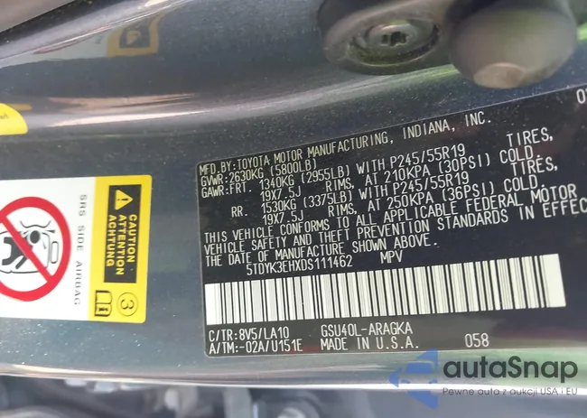 5TDYK3EHXDS111462: 43365928