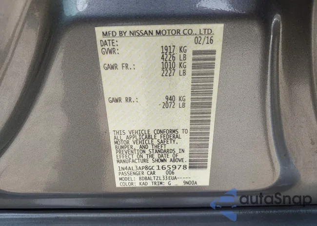 1N4AL3AP8GC165978: 43365973