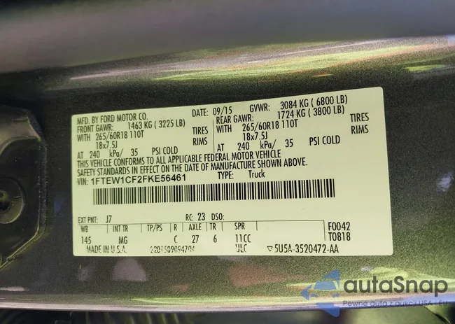 1FTEW1CF2FKE56461: 43365977