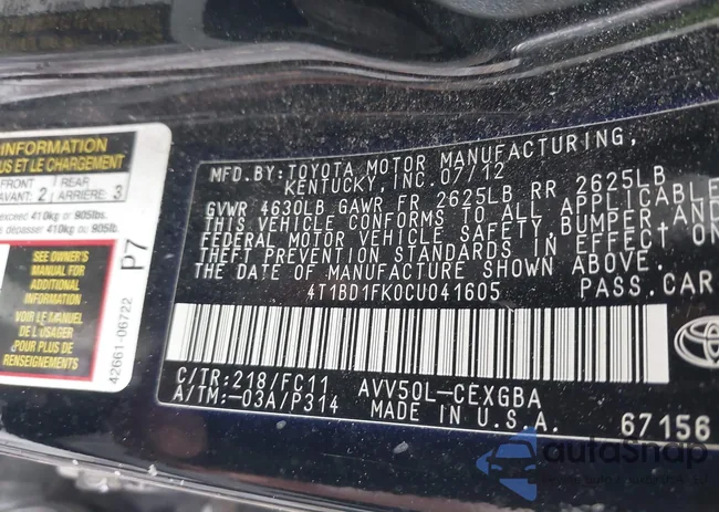 4T1BD1FK0CU041605: 43366007