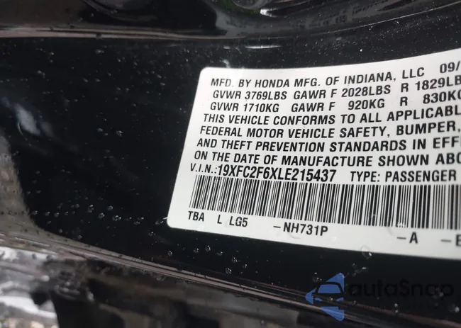 19XFC2F6XLE215437: 43366052