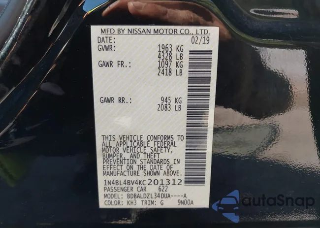 1N4BL4BV4KC201312: 43366102