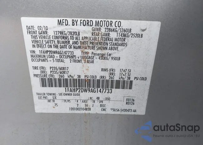 1FAHP2DW9AG147733: 43366112