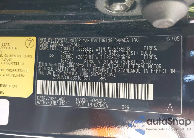 2T2HA31U66C101671: 43366178