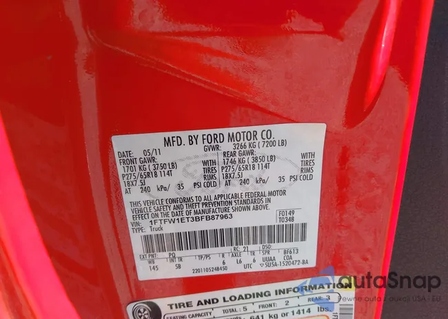 1FTFW1ET3BFB87963: 43366204