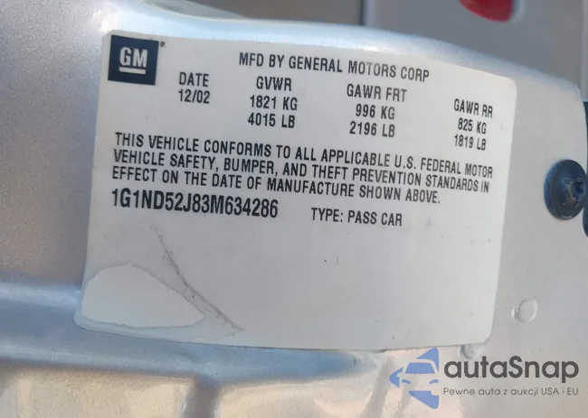 1G1ND52J83M634286: 43365357