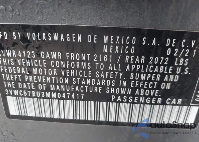 3VWC57BU3MM047417: 43365362