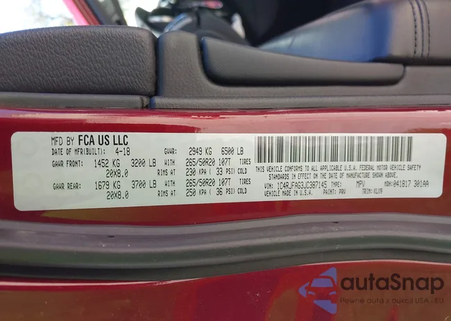 1C4RJFAG3JC387145: 43365429