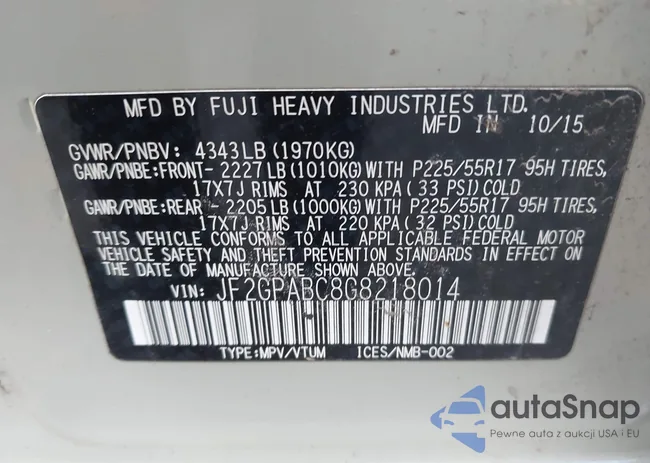 JF2GPABC8G8218014: 43365441