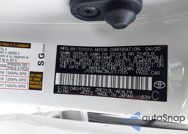 JTDEPMAE3MJ117705: 43365466