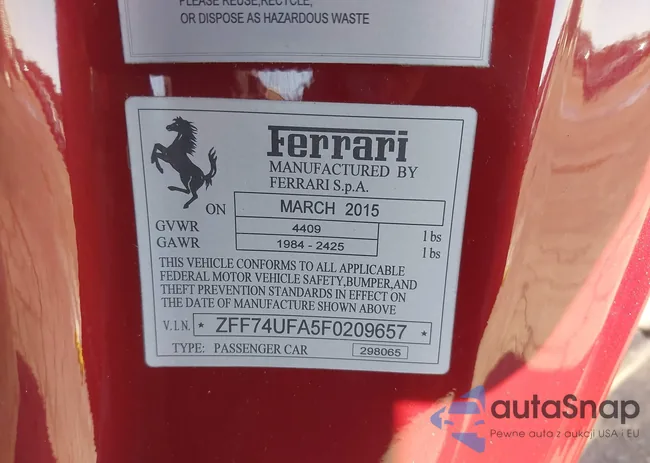 ZFF74UFA5F0209657: 43365559