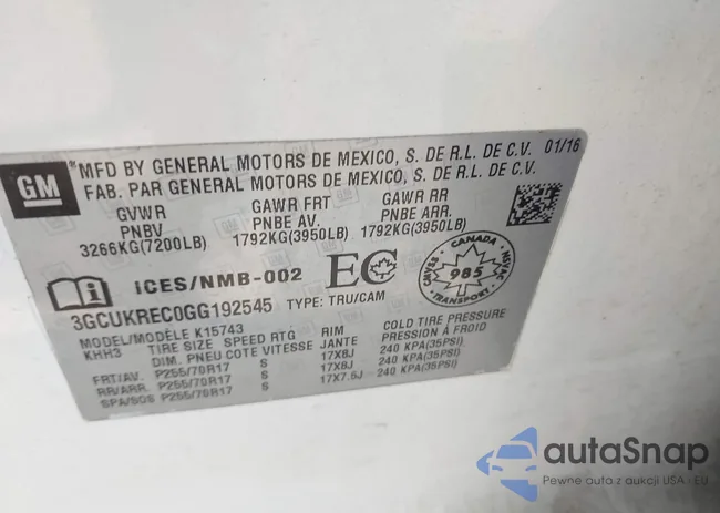 3GCUKREC0GG192545: 43365659