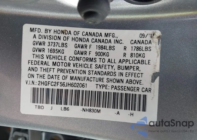 2HGFC2F56JH602061: 43366683