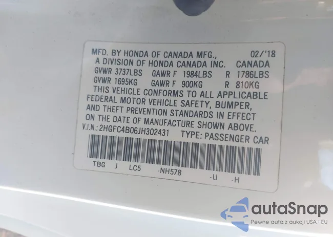 2HGFC4B06JH302431: 43366714