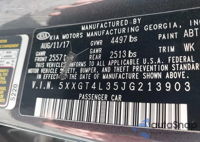 5XXGT4L35JG213903: 43366887