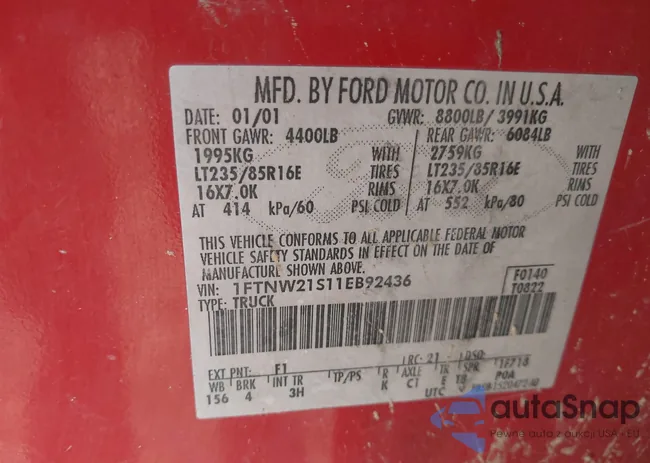 1FTNW21S11EB92436: 43366928