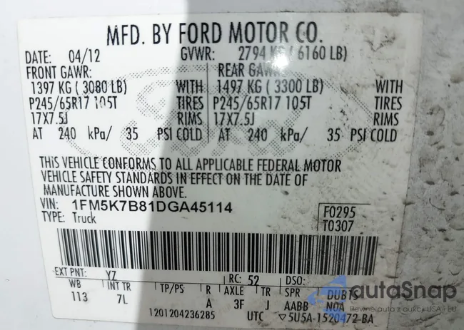 1FM5K7B81DGA45114: 43366943