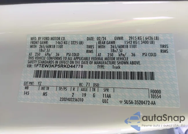 1FTEW3KP5RKD44778: 43367030