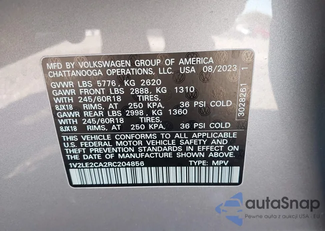 1V2LE2CA2RC204856: 43367217