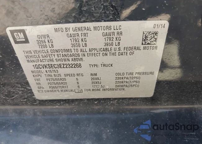 1GCVKSEC3EZ232268: 43367224